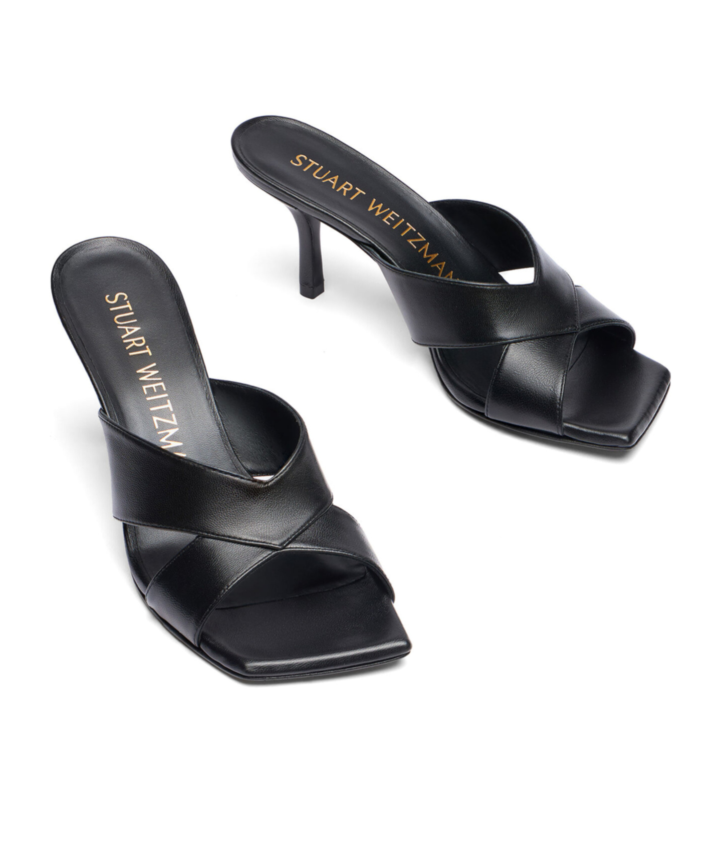 Stuart Weitzman Carmen Cross-belt High-heeled Sandals In Black