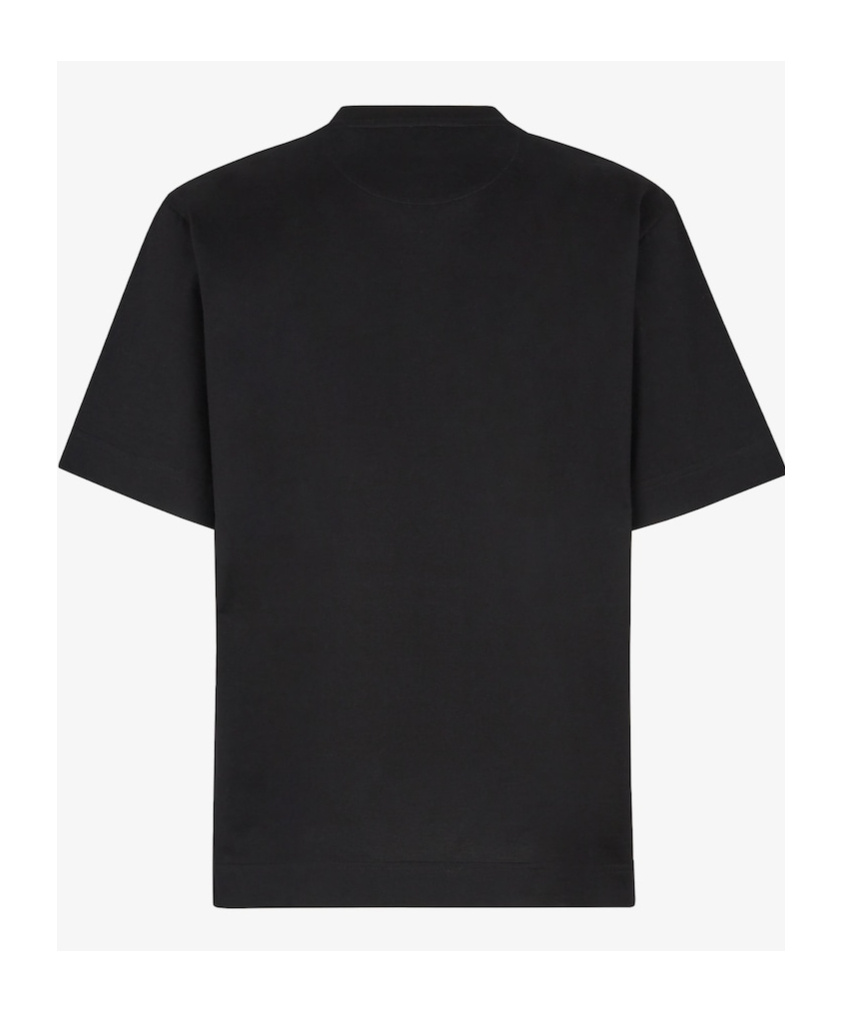 Fendi Logo-embroidered Stitching T-shirt In Black