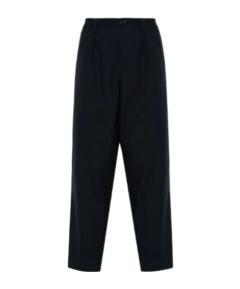 Marni Deep Blue Tropical Wool Trousers With Drawstring Waist In Black