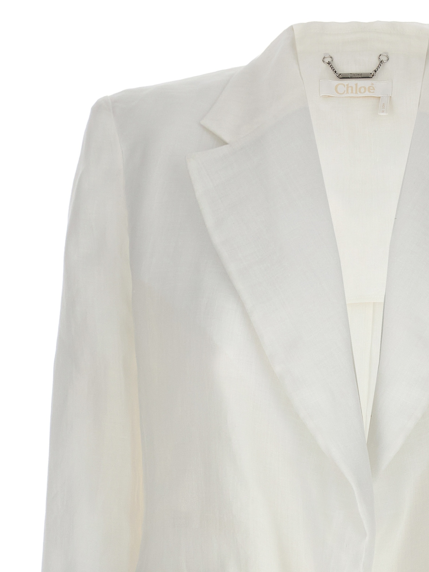 Chloé White Double-breasted Ramie Blazer In White