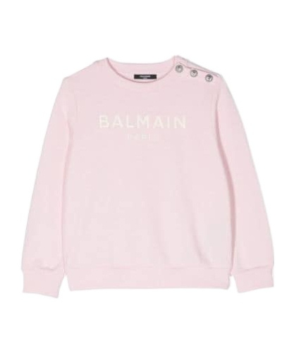 Balmain Embroidered-logo Cotton Sweatshirt In Pink