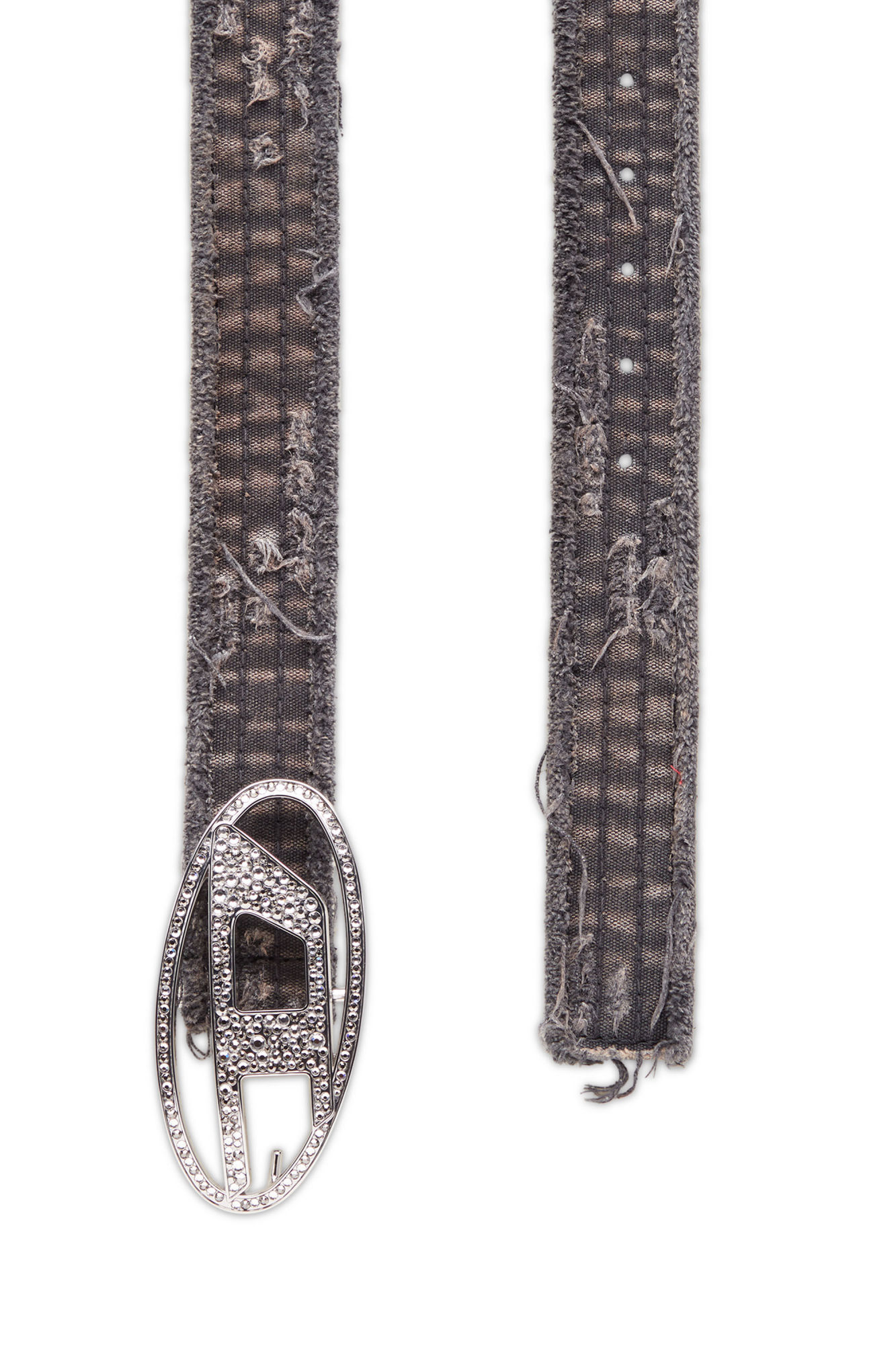 Diesel B-1dr Strass Distressed Belt In Black