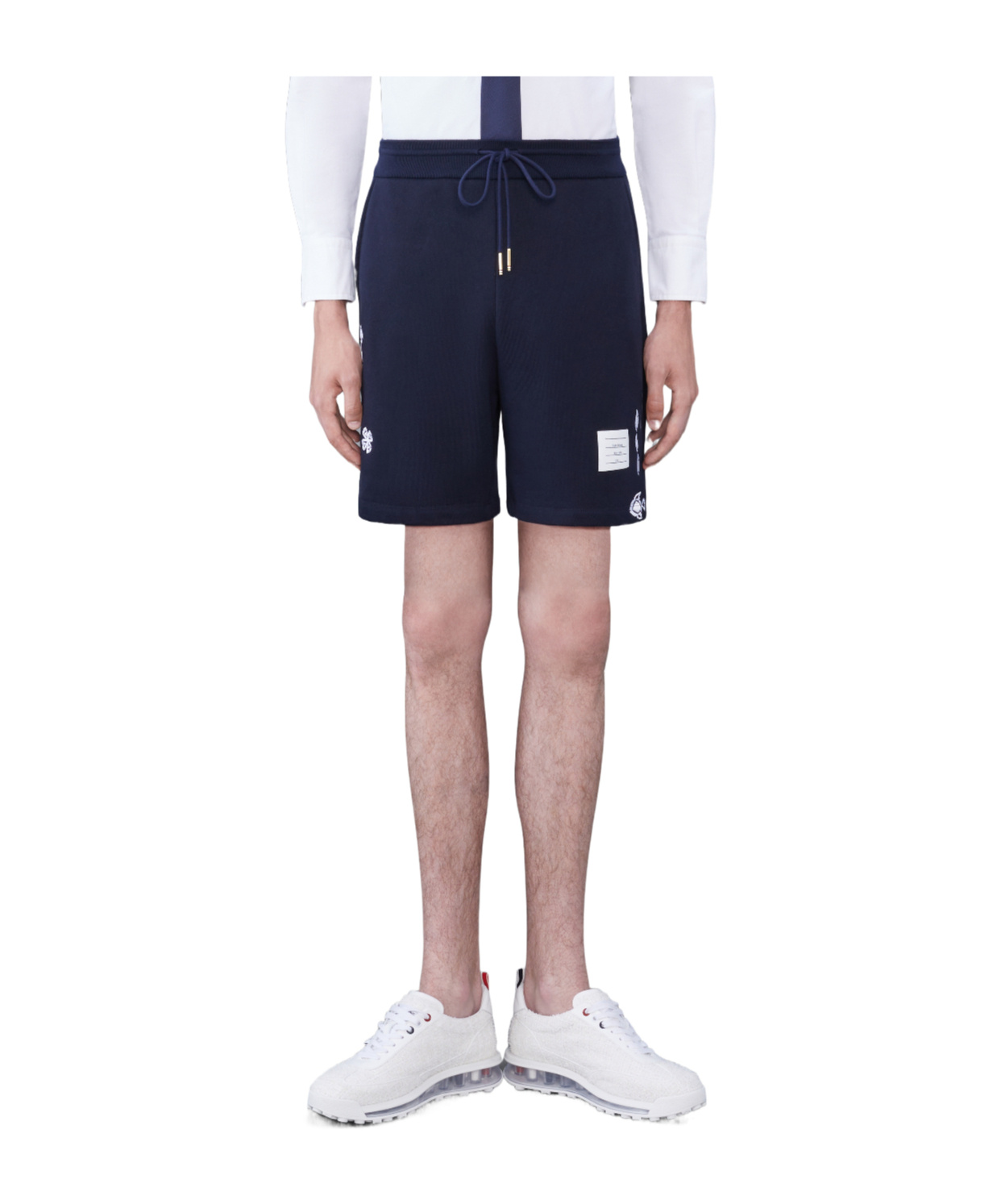 Thom Browne Embroidered Cotton Track Shorts In Multicolor