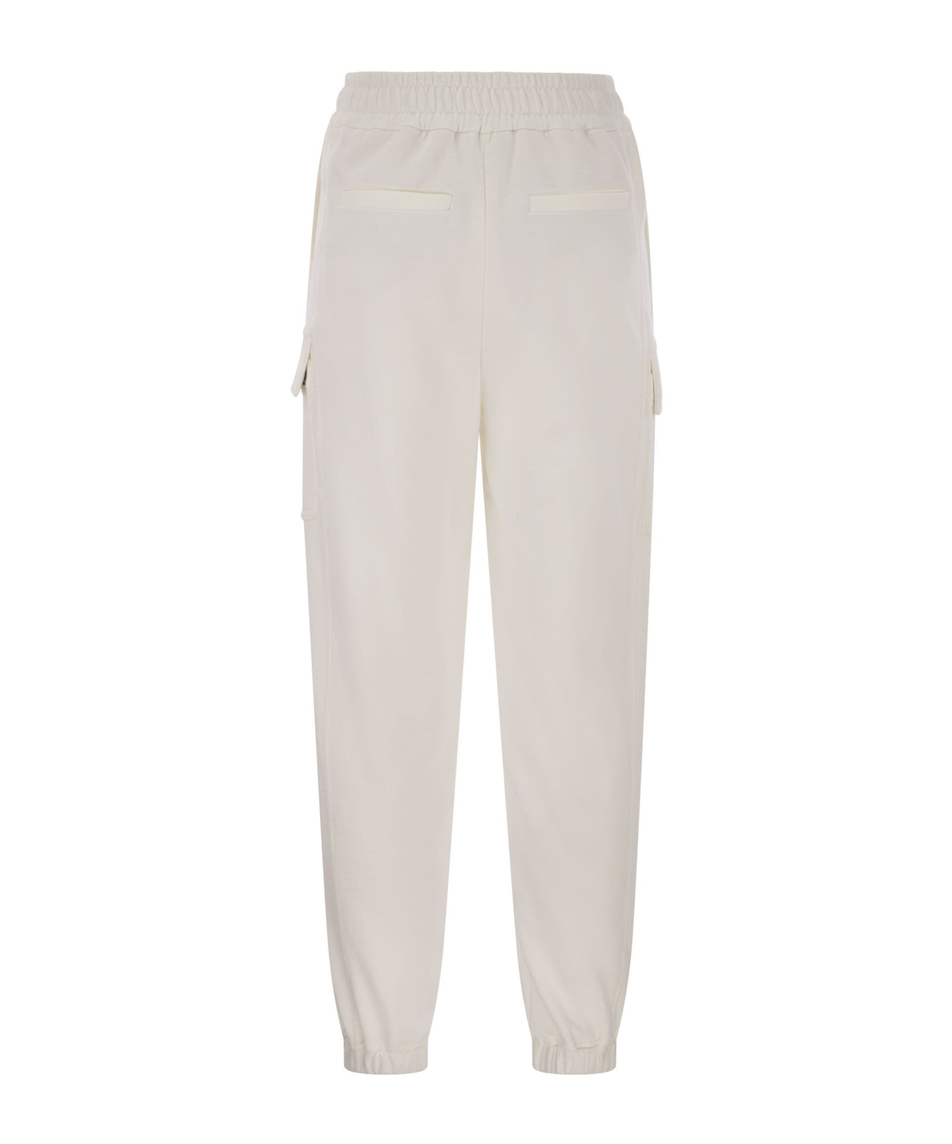 Brunello Cucinelli Women's Smooth Cotton Fleece Cargo Pants With Monile In Nude