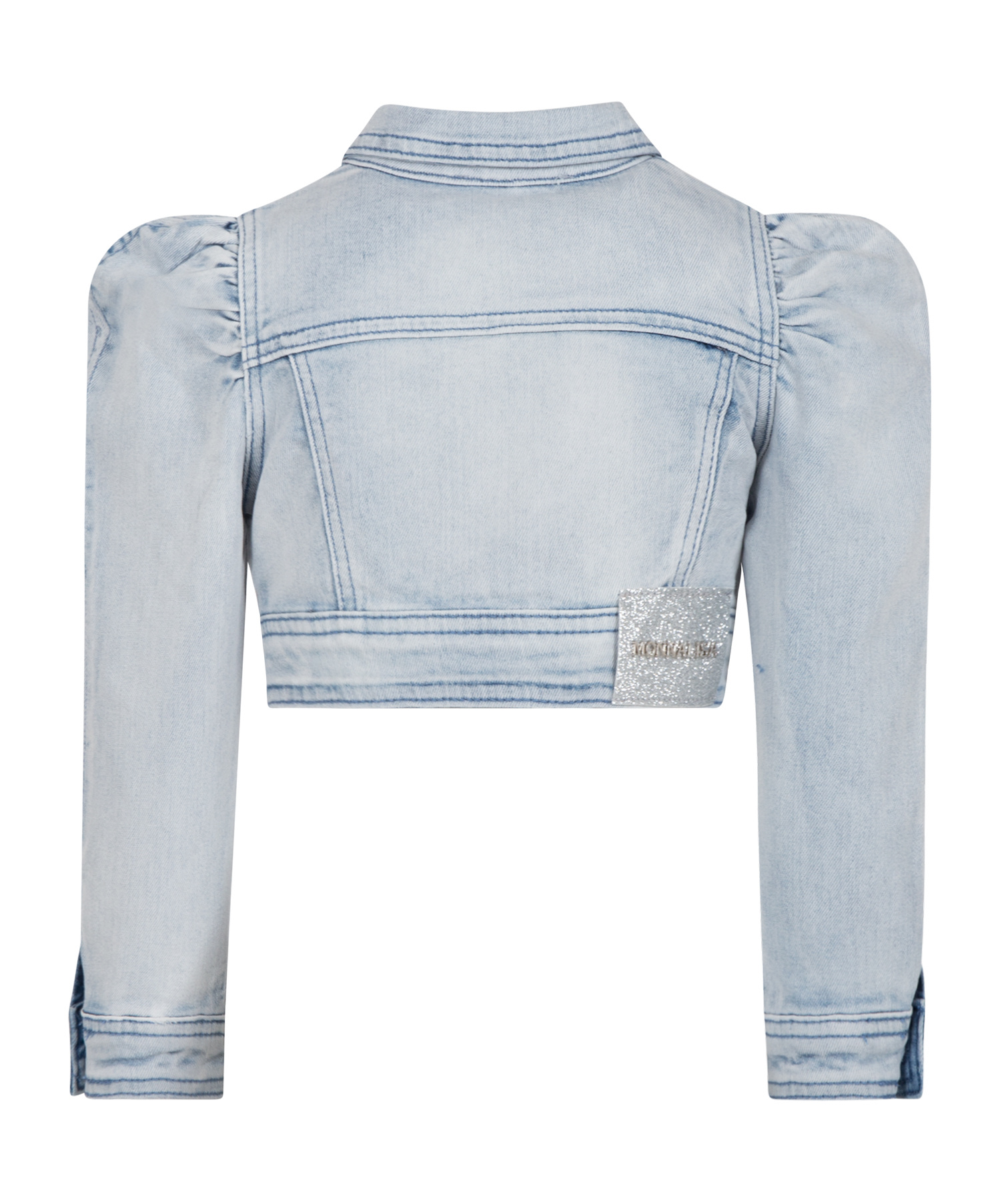 Monnalisa Crystal-embellished Denim Jacket In Gray