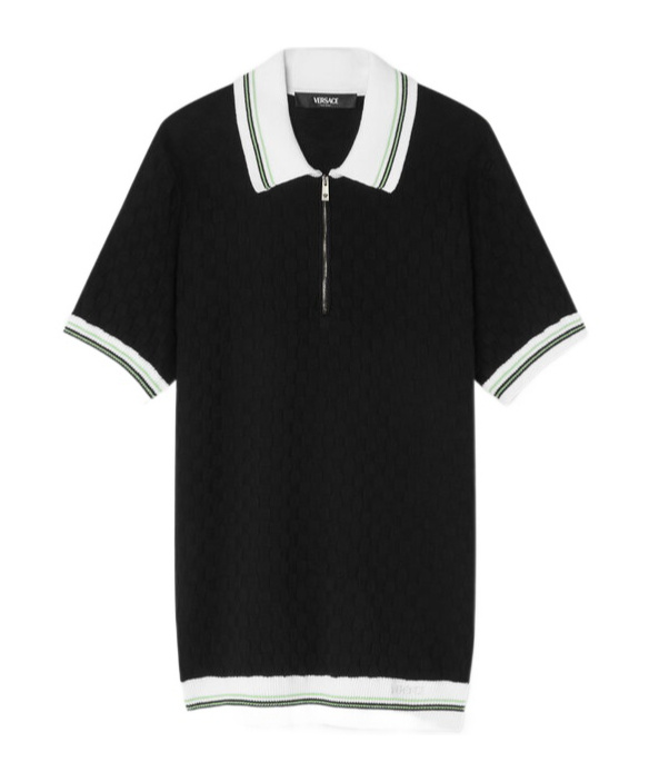 Versace Poloshirt Mit Reissverschluss In Black