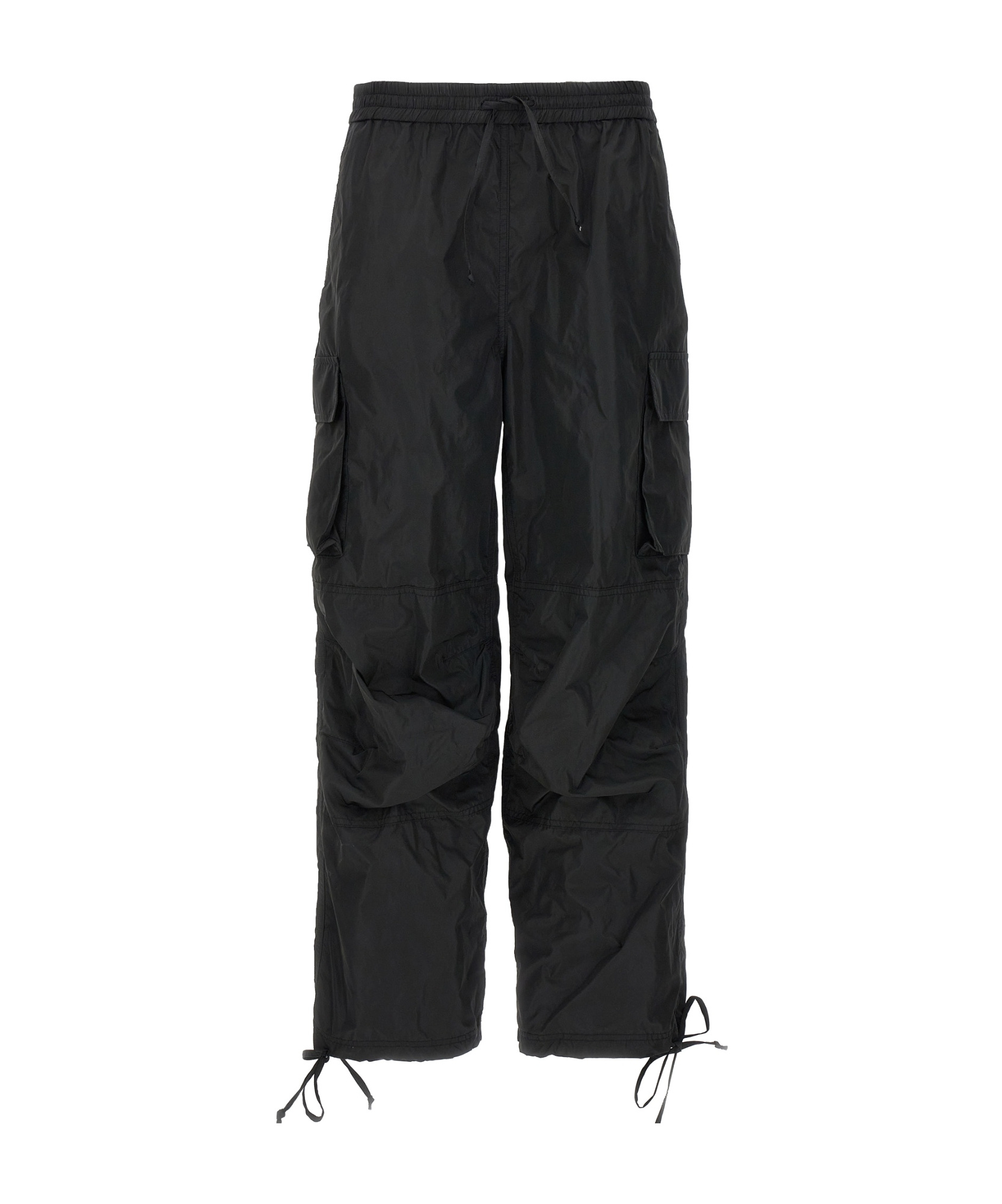Msgm Cargo-pockets Crepe Trousers In Black