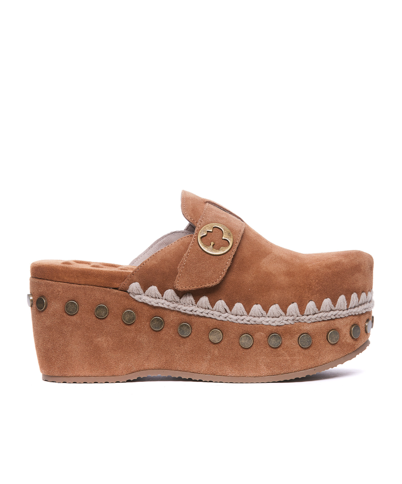 Mou Overstitch Clogs In Brown