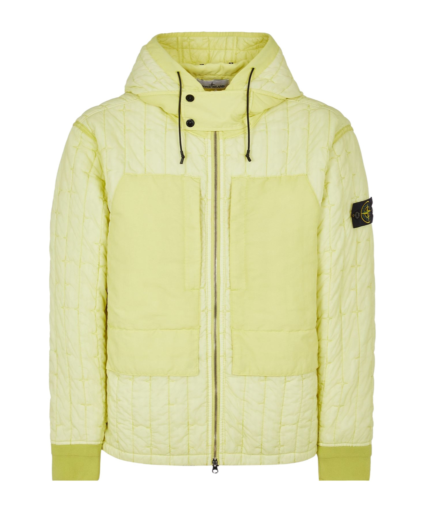Stone Island A Cotton-padded Suit With A Hooded Jacket In Yellow