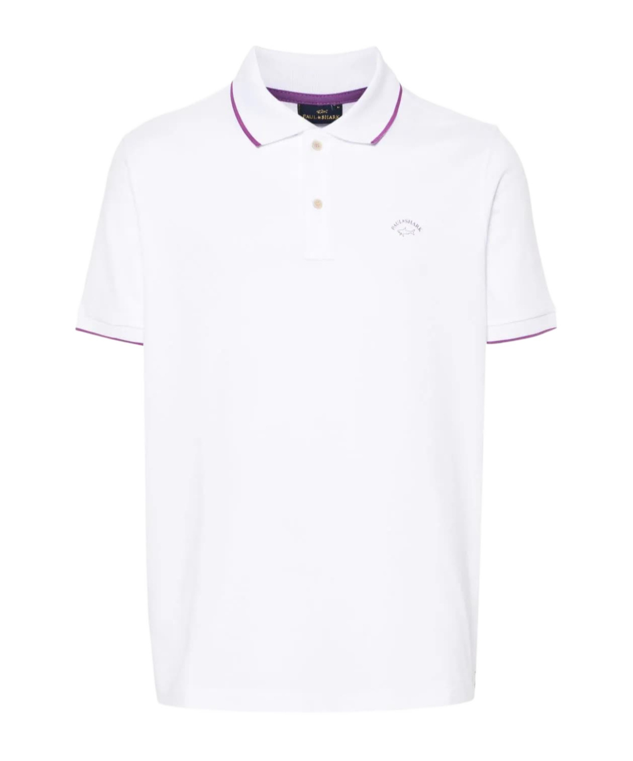 Paul & Shark Ribbed Edges Polo Shirt With Short Sleeves In White