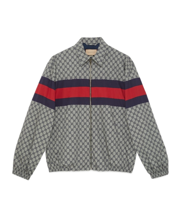 Gucci Gg-print Cotton Bomber Jacket In Gray