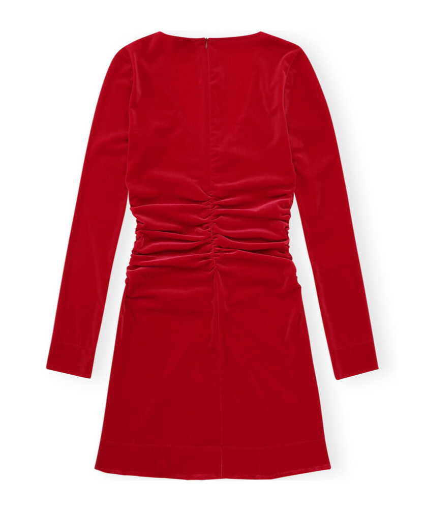 Ganni Red Ruched Minidress In Red