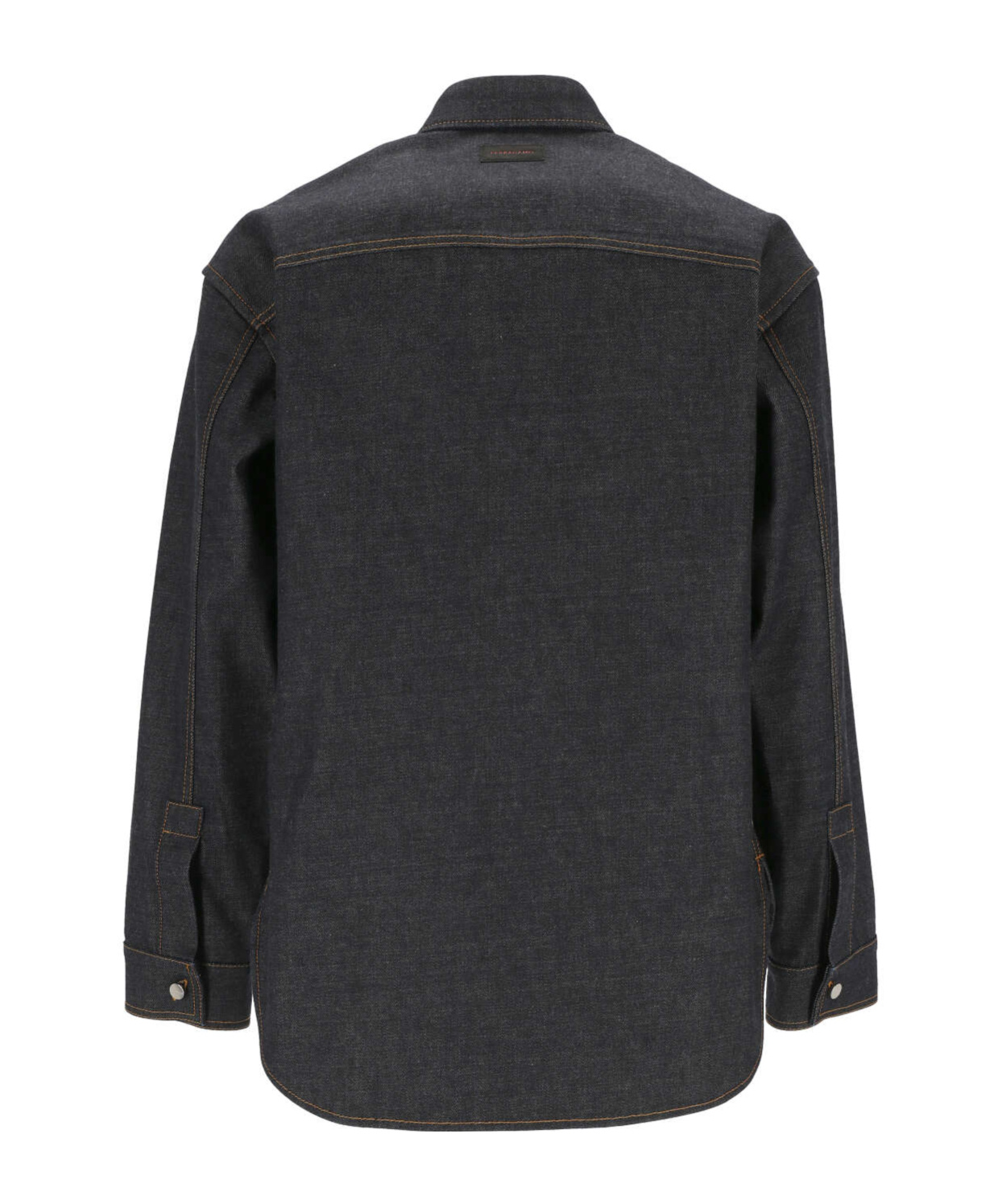 Ferragamo Salvatore  Long-sleeved Denim Shirt In Black