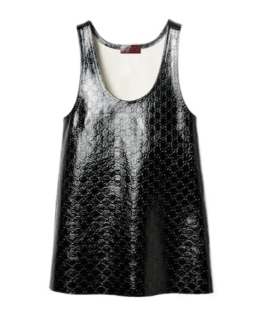 Gucci Gg-debossed Leather Minidress In Black