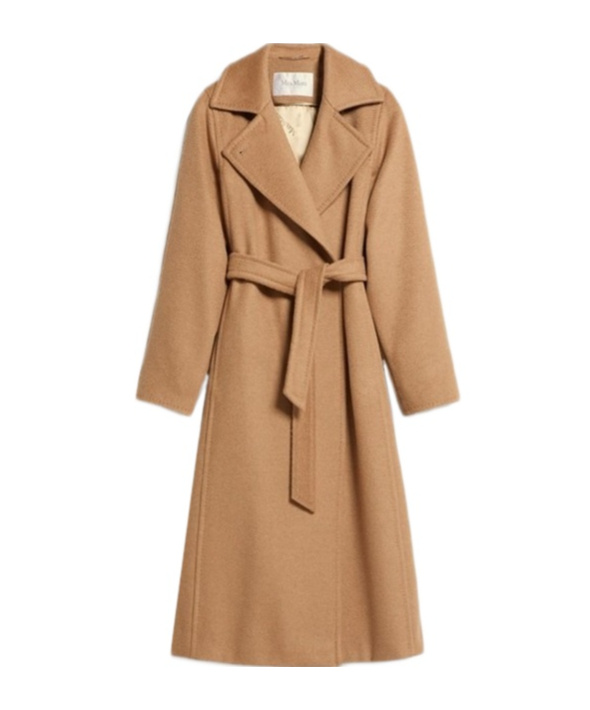 Max Mara Brown Cashmere Belted Coat In Nude