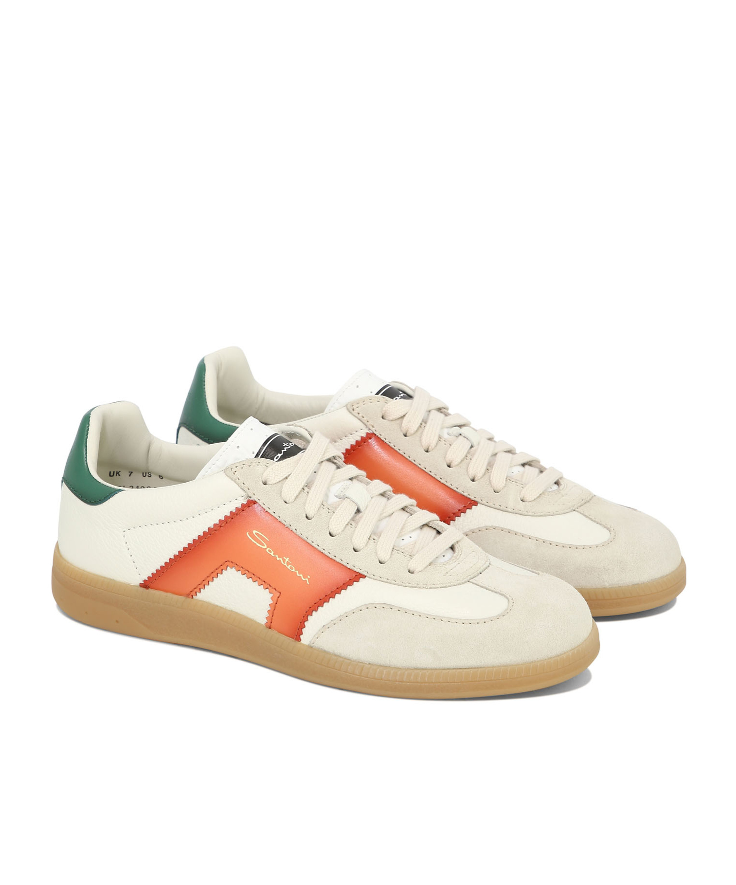 Santoni Dbs Sneakers With Contrast Panel And Rubber Sole In White