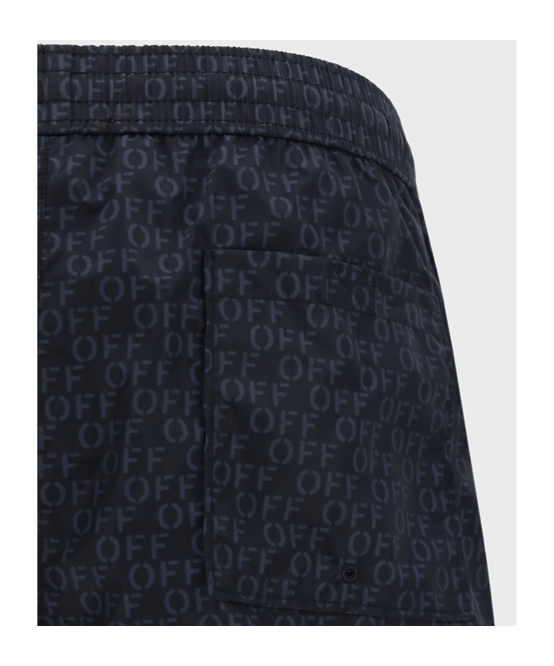 Off-white Swimming Trunks With All-over Logo In Black