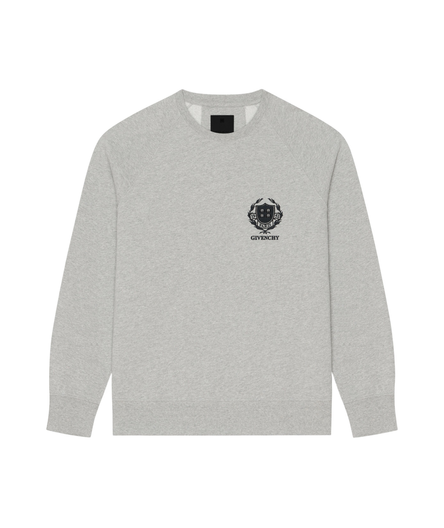 Givenchy Crest Slim Fit Sweatshirt In Fleece In Gray
