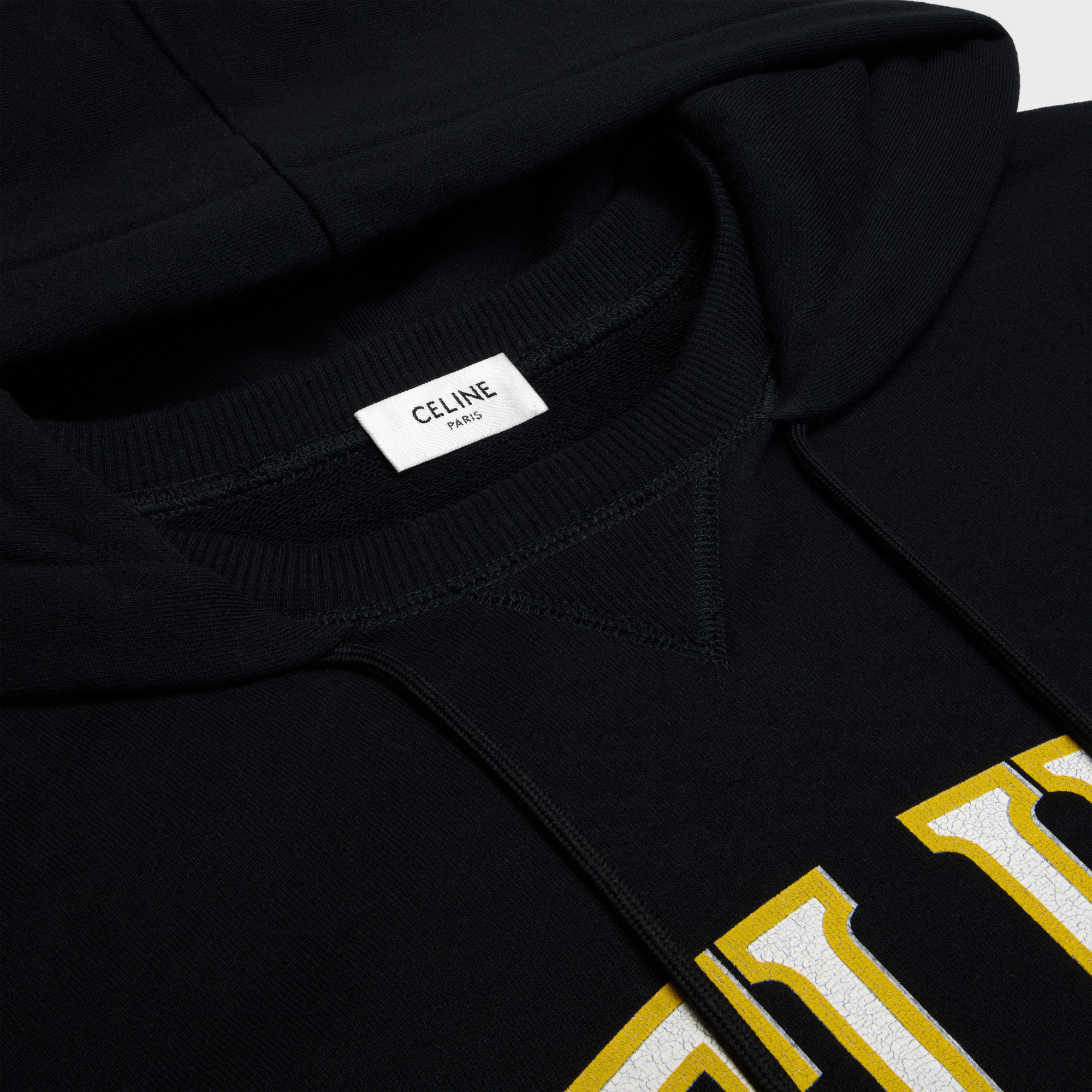 Celine Pull Rope Hooded Sweater In Black