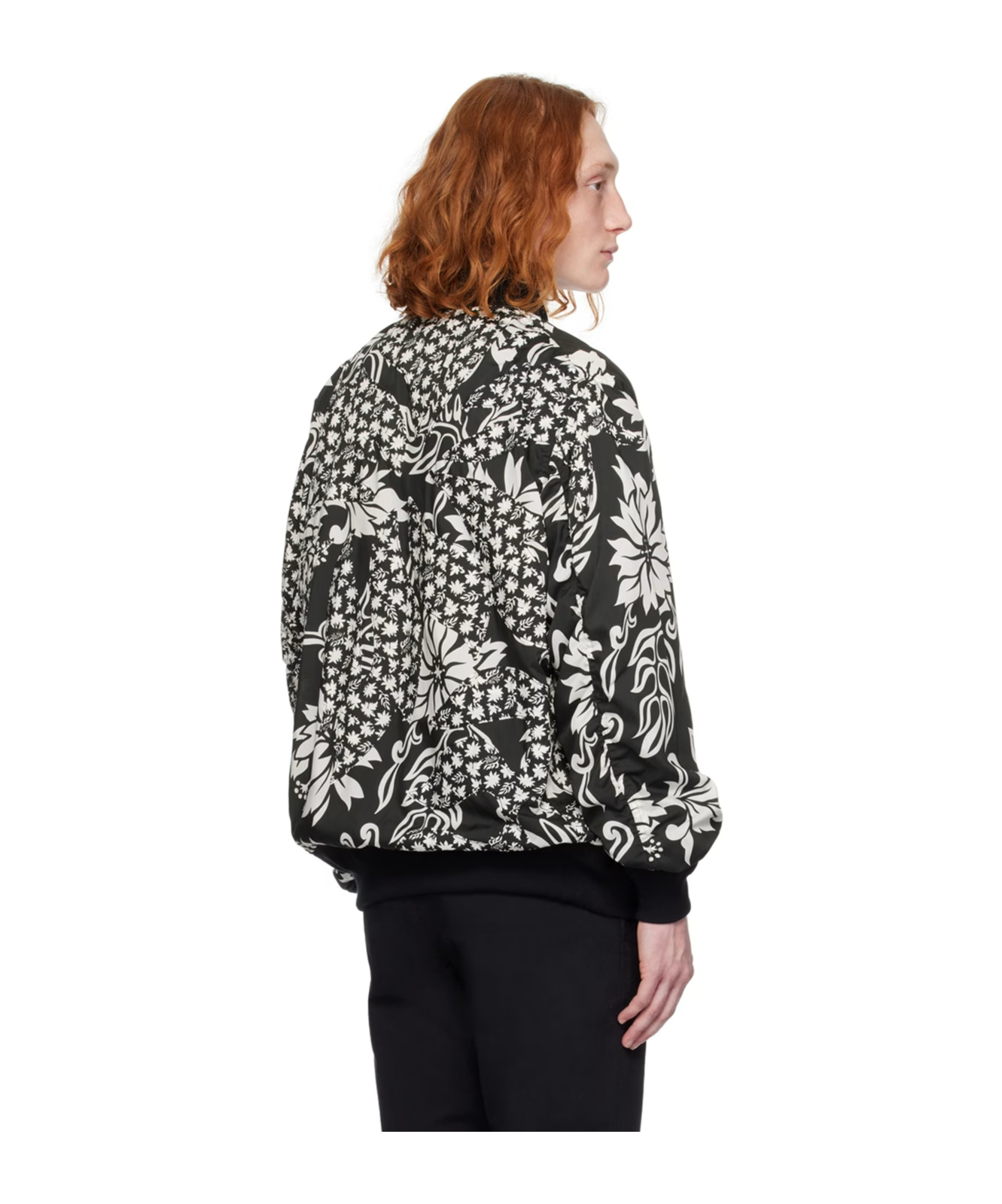 Sacai Floral-print Bomber Jacket In Black