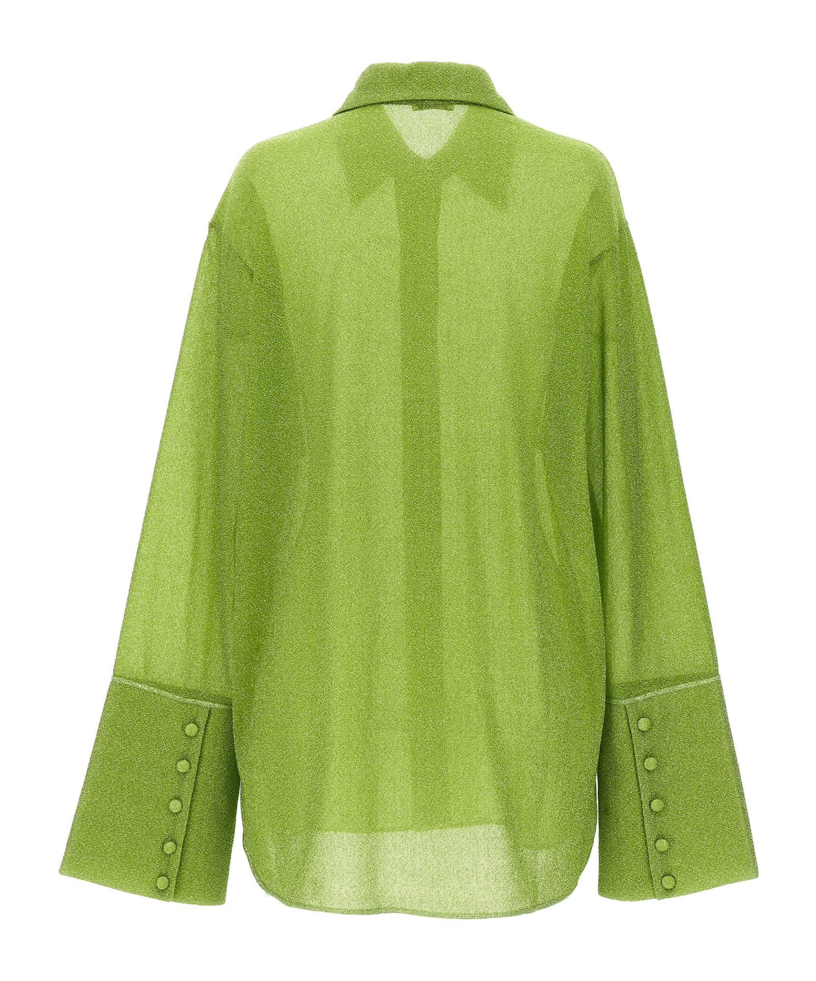 Oseree Oséree Lumiere Lurex Button-up Shirt In Green