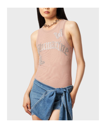 Blumarine Round Neck Vest In Nude