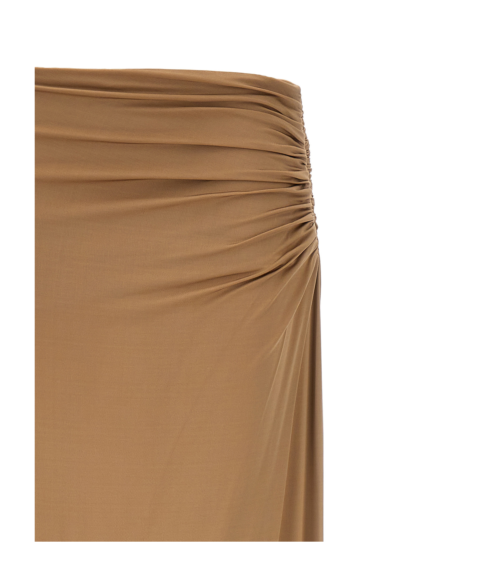 Shop Magda Butrym Cut-out-detailed Ruched Maxi Skirt In Brown