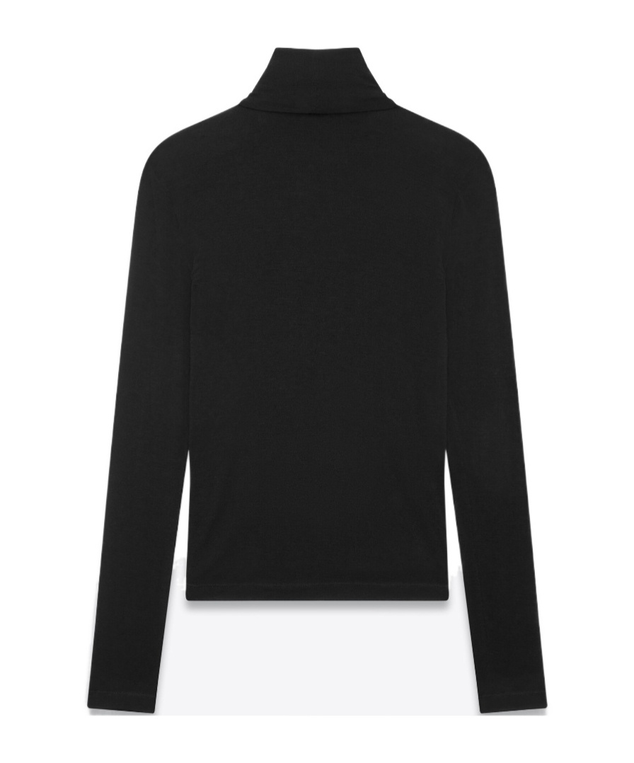 Saint Laurent Cassandre-embroidered Roll-neck Jumper In Black