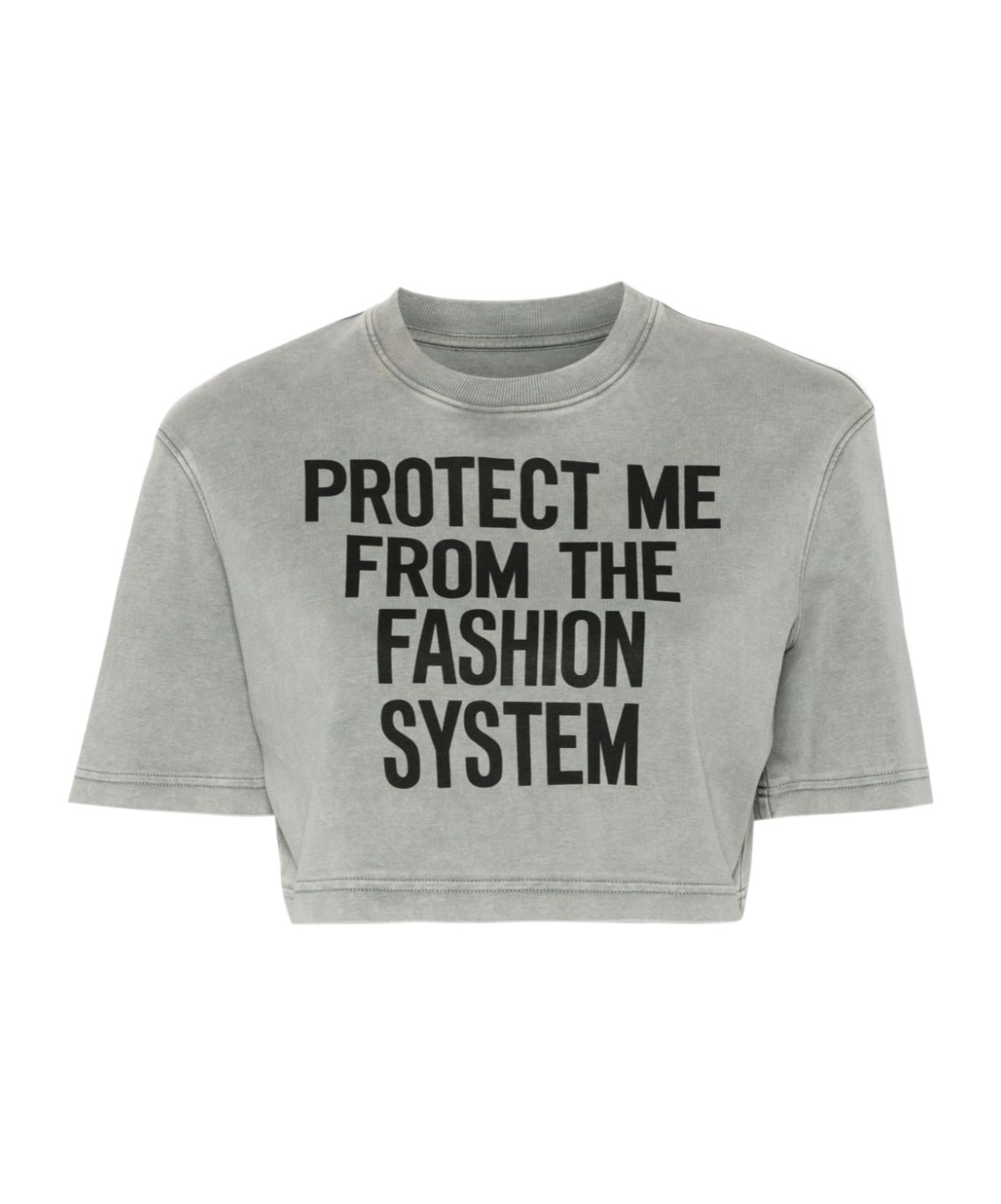 Moschino Text-print Cropped T-shirt In Gray