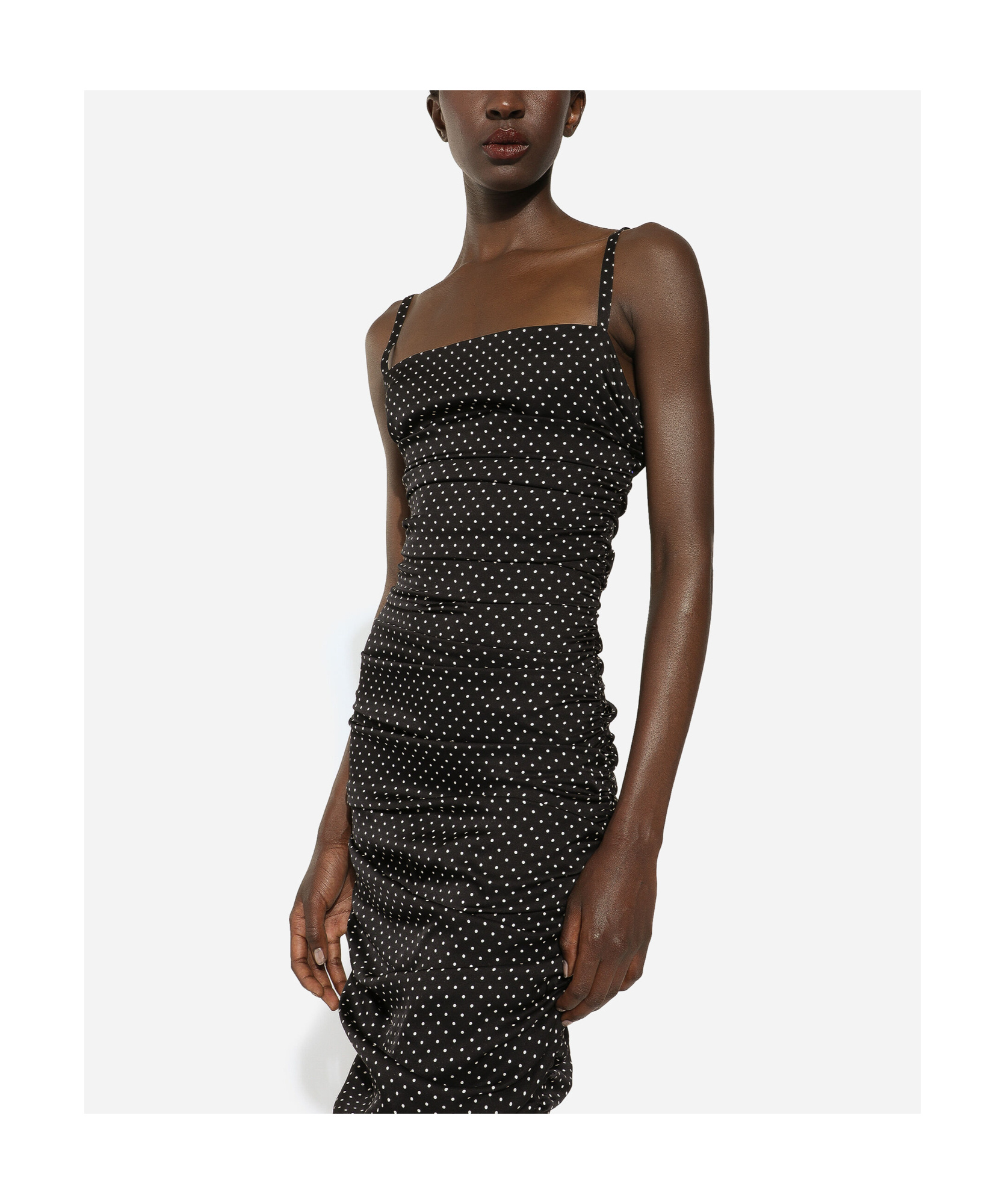 Dolce & Gabbana Polka Dot Midi Dress In Black