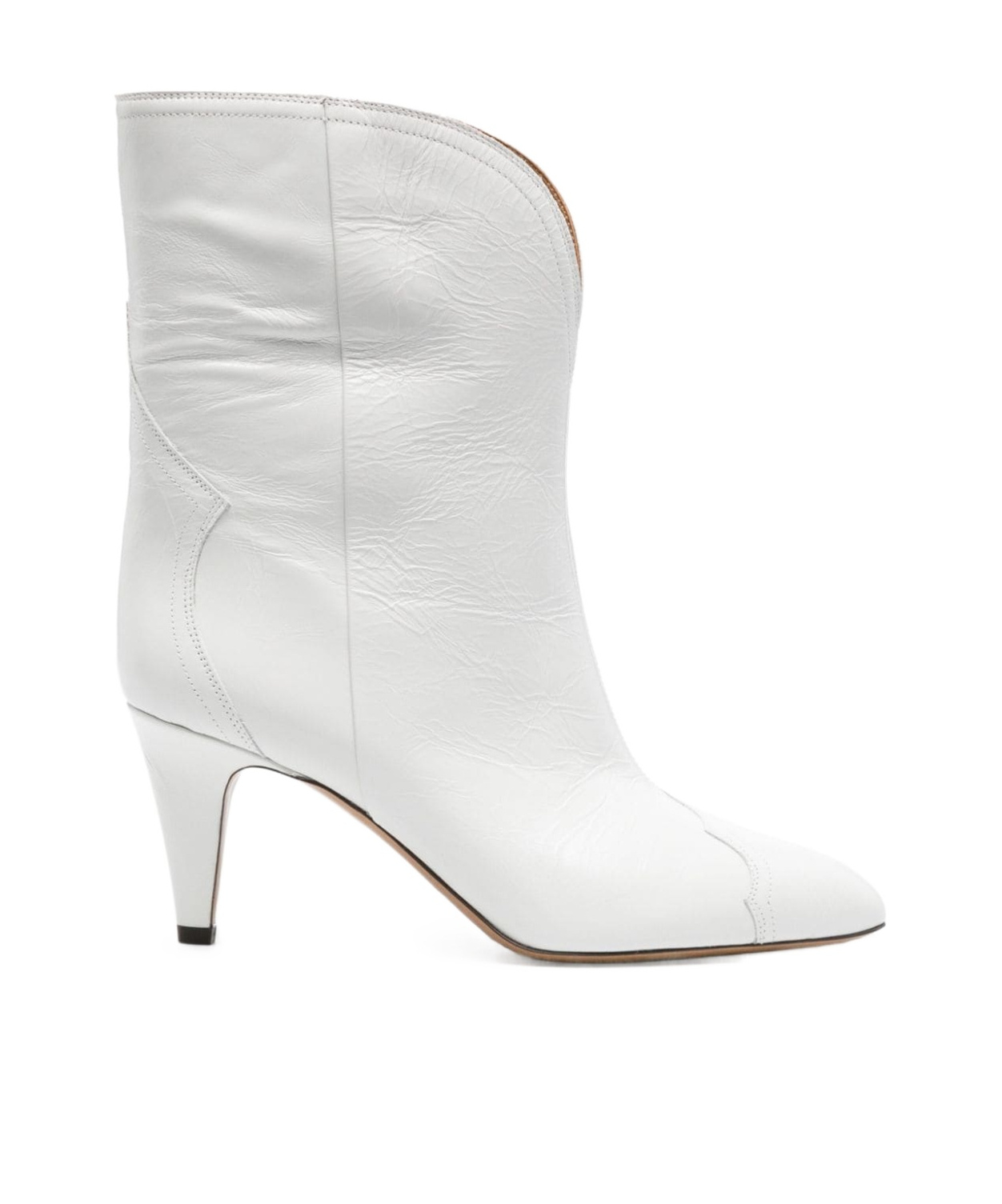 Isabel Marant Dythey Leather Western Boot In White