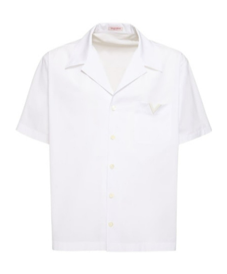 Valentino Toile Iconographe Pattern Cotton Poplin Bowling Shirt In White