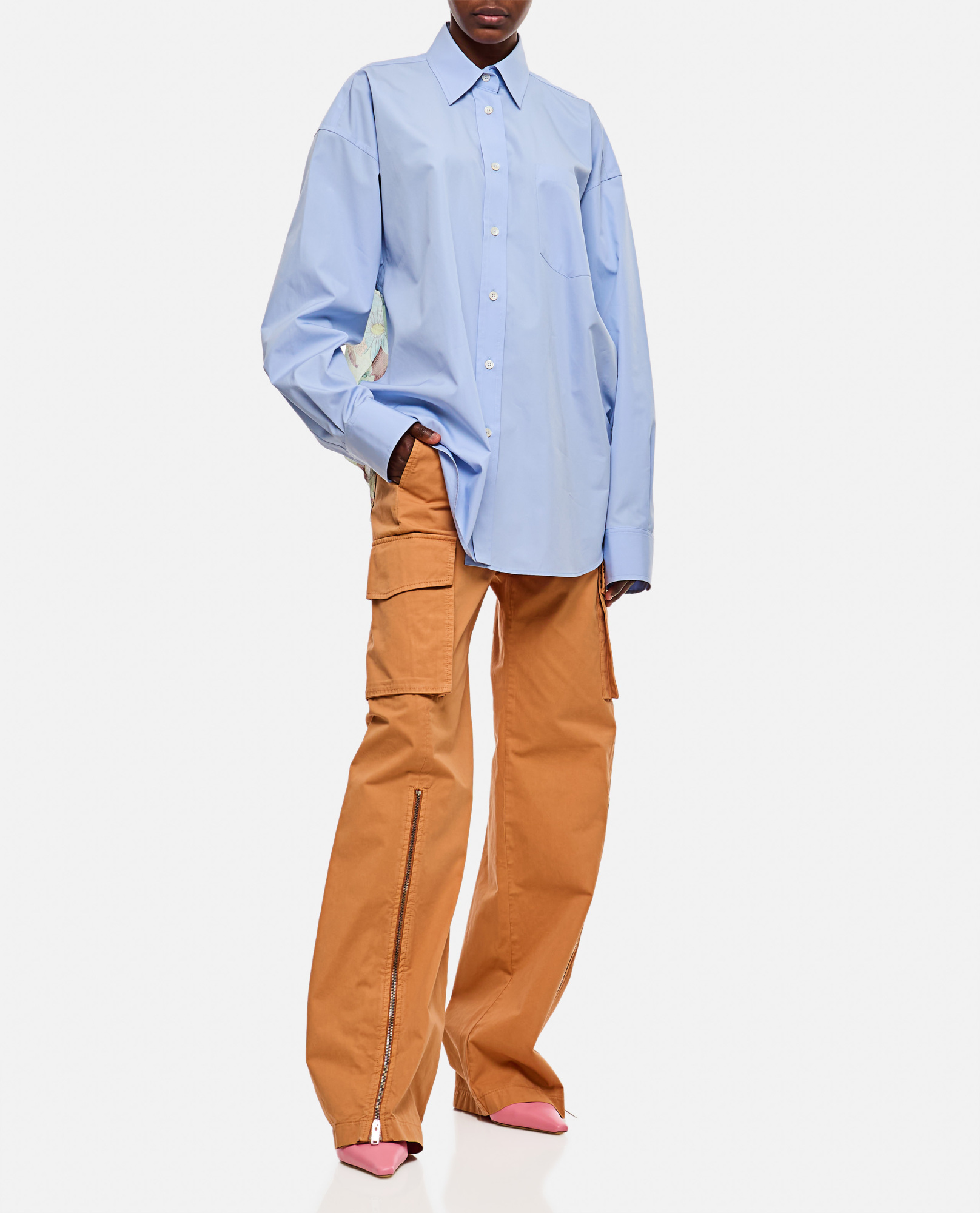 Stella Mccartney Beige Front Zip Cargo Pant In Brown
