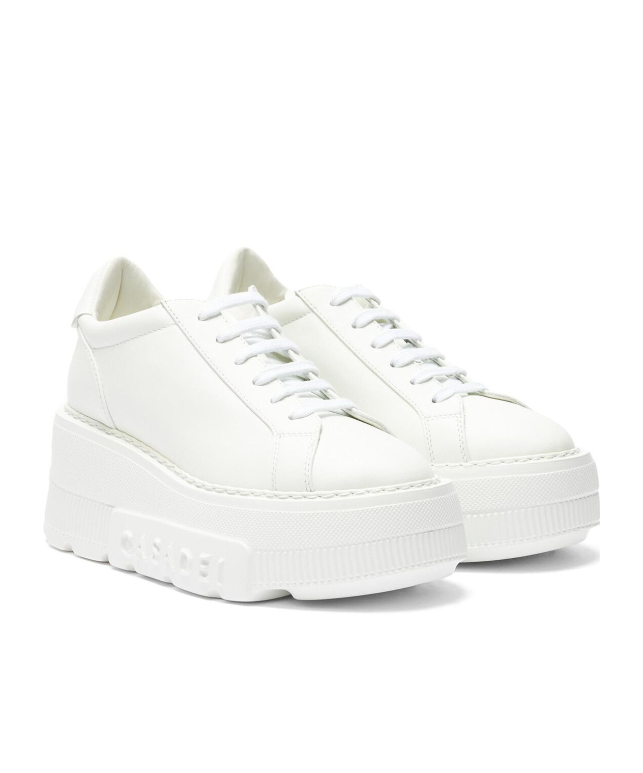 Casadei Chunky Sole Leather Sneakers In White