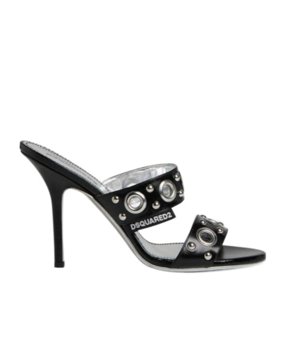 Dsquared2 Gothic 100mm Leather Sandals In Black