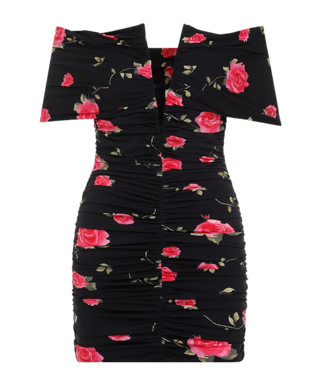 Magda Butrym Draped Floral-print Mini Dress In Black