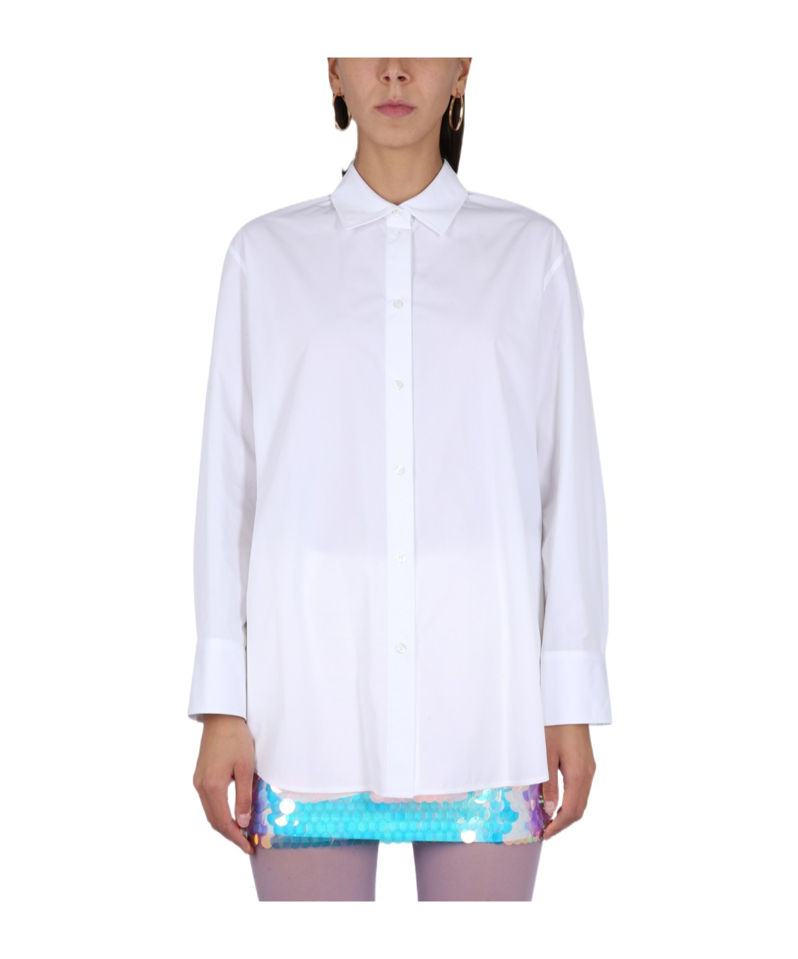 Nina Ricci Relaxed Fit White Button Closure Shirt In White