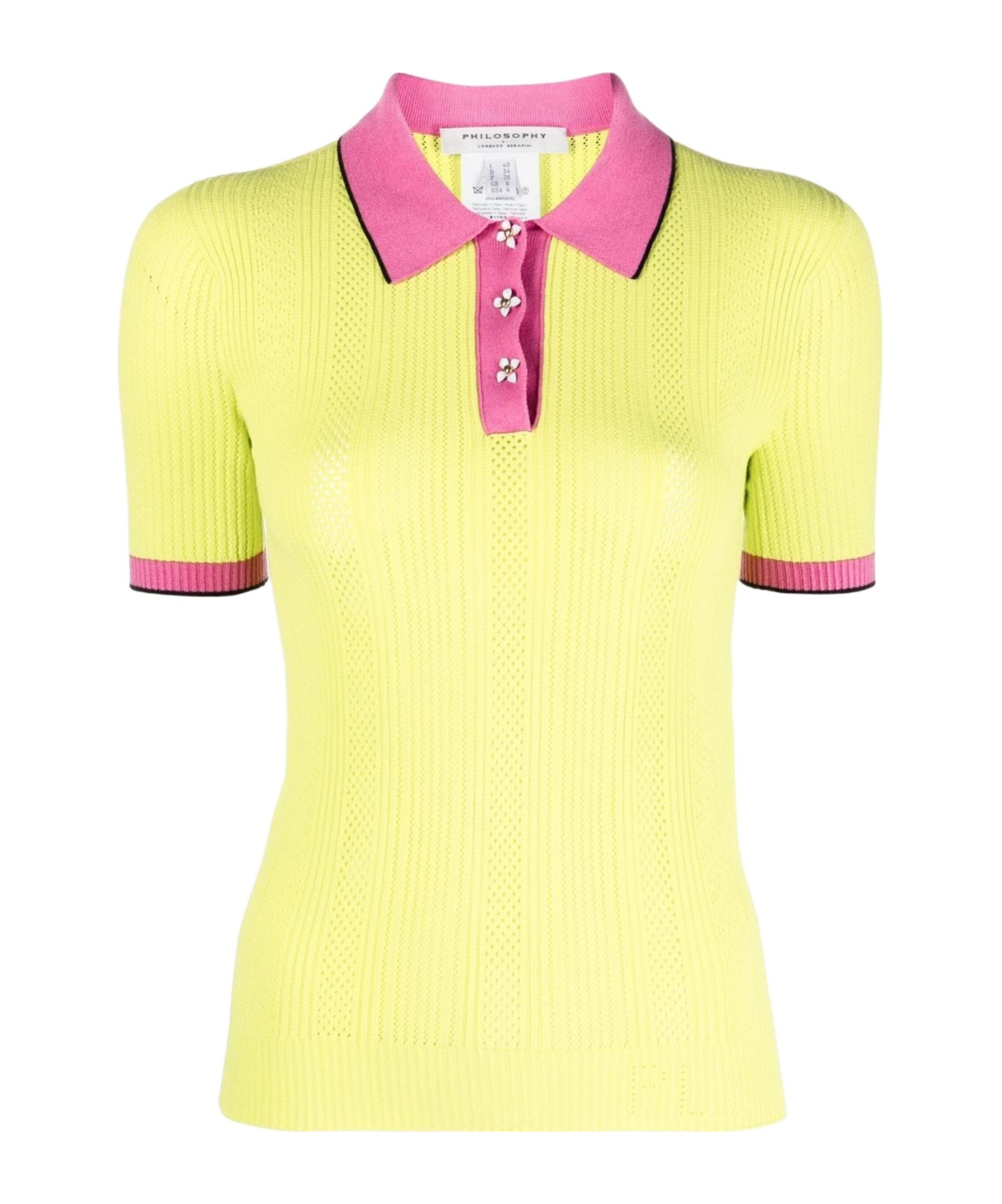 Philosophy Di Lorenzo Serafini Contrasting-panel Knit Polo Top In Yellow