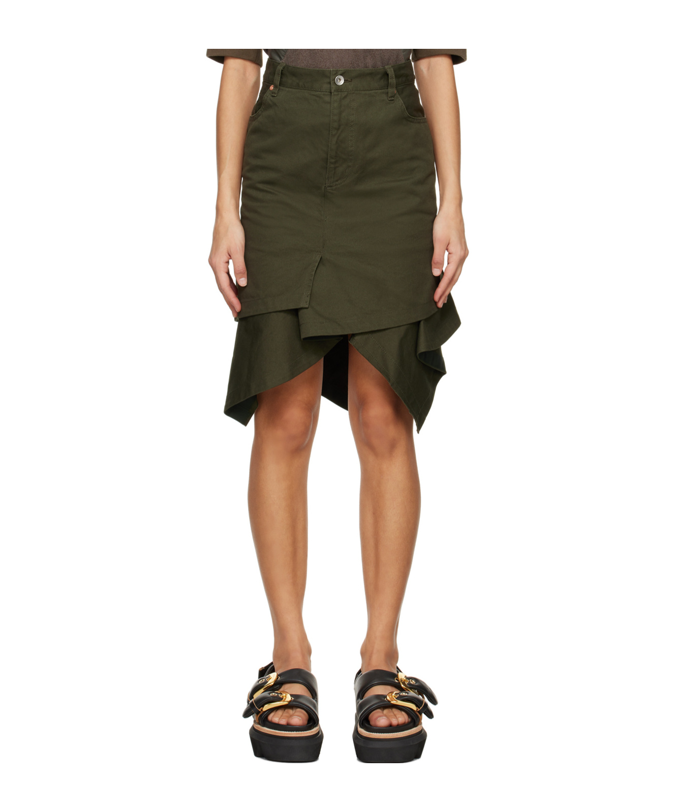 Sacai Asymmetric Skirt In Green