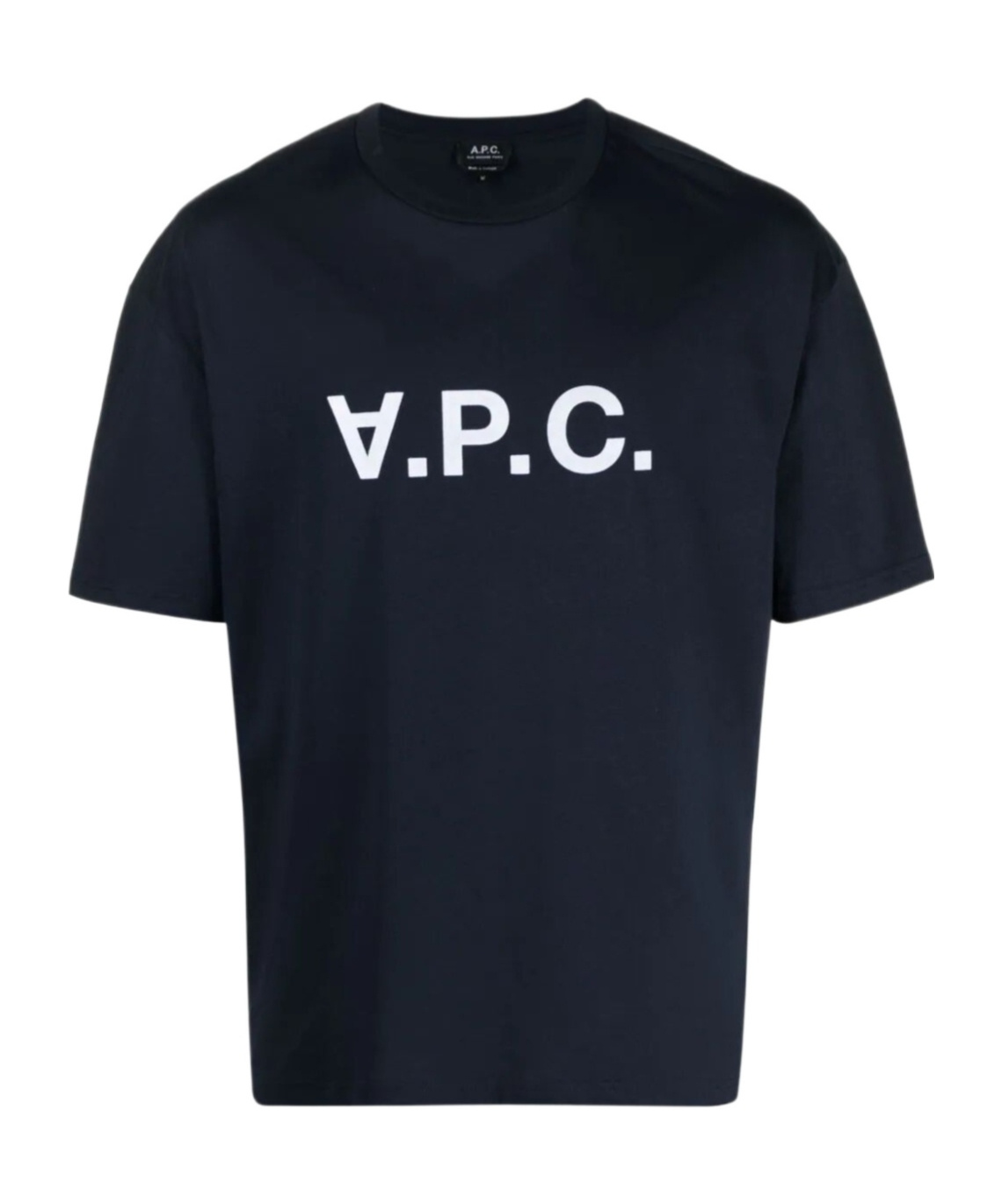 Apc A.p.c. Men Blue Crewneck T-shirt With Logo On The Front In Cotton Man In Blue
