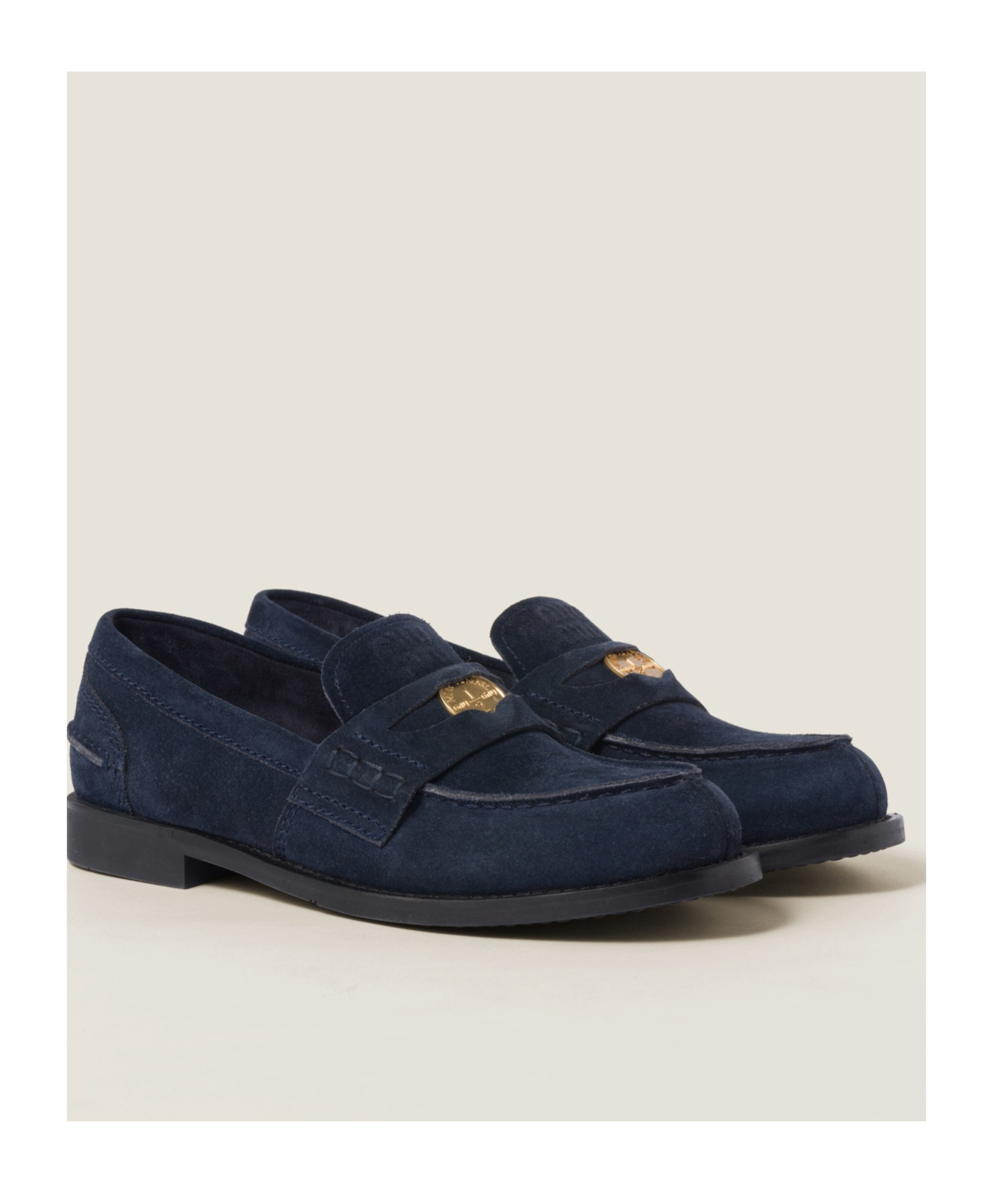 Miu Miu Logo-debossed Suede Loafers In Black