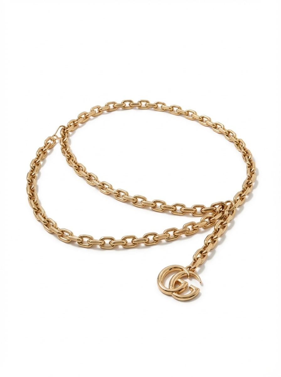 Gucci Charm Double Chain Belt In Golden